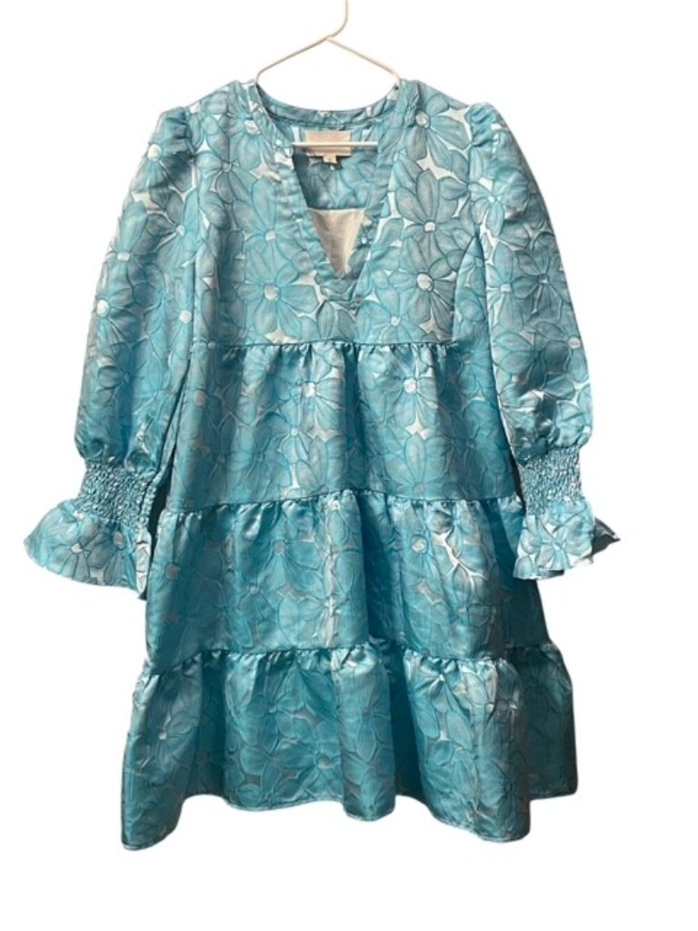 Tuckernuck Pomander Place Blue Daisy Jacquard Kenzo Dress Size XL - Picture 4 of 16